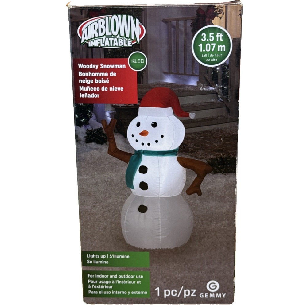 Gemmy Airblown Woodsy Snowman holiday Inflatable 3.5 ft Christmas